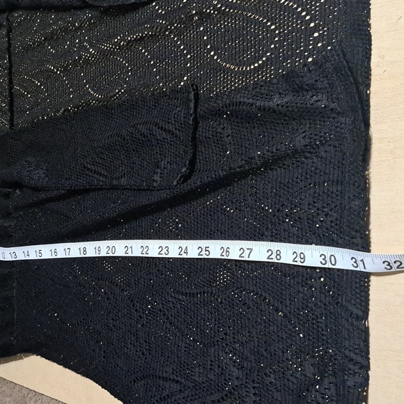 B31 Catalina Elegant Black Lace Kimono Duster Size 1X Swim Cover Up Tie Front - Picture 8 of 9